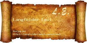 Langfelder Emil névjegykártya